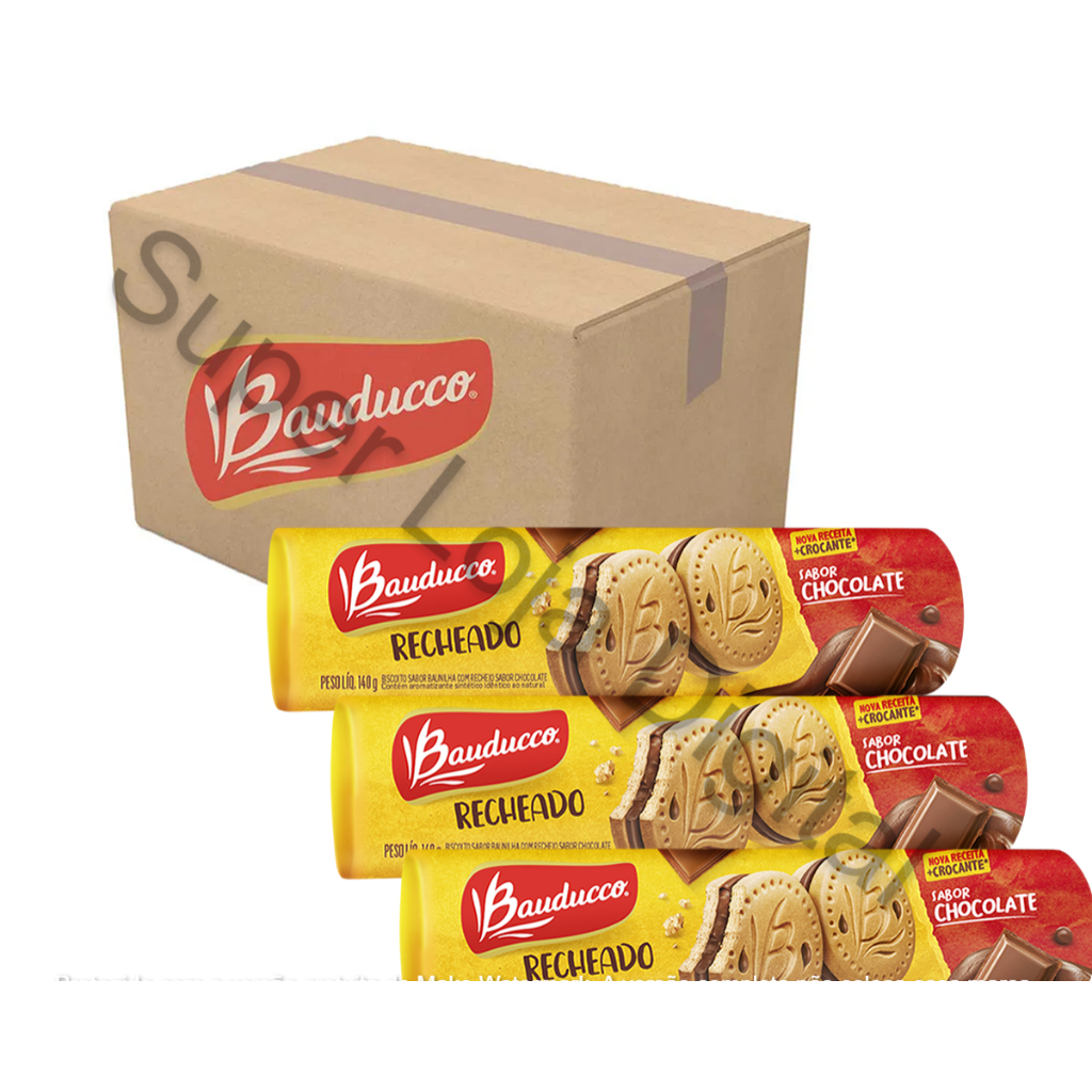 Biscoito Recheado Chocolate 140g Bauducco Kit 56 Un Shopee Brasil