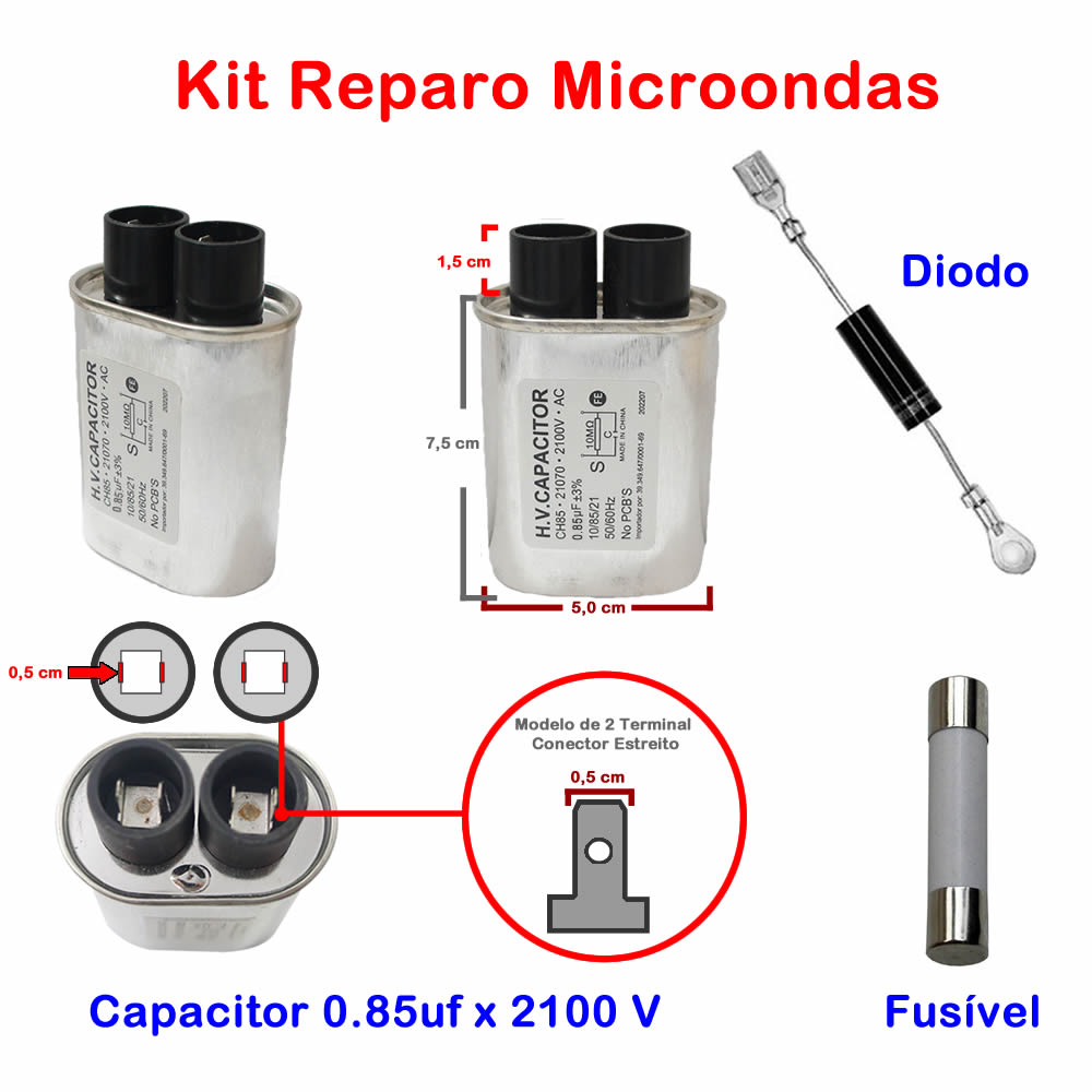 Kit Reparo Microondas Capacitor Uf Diodo Fusivel Shopee Brasil