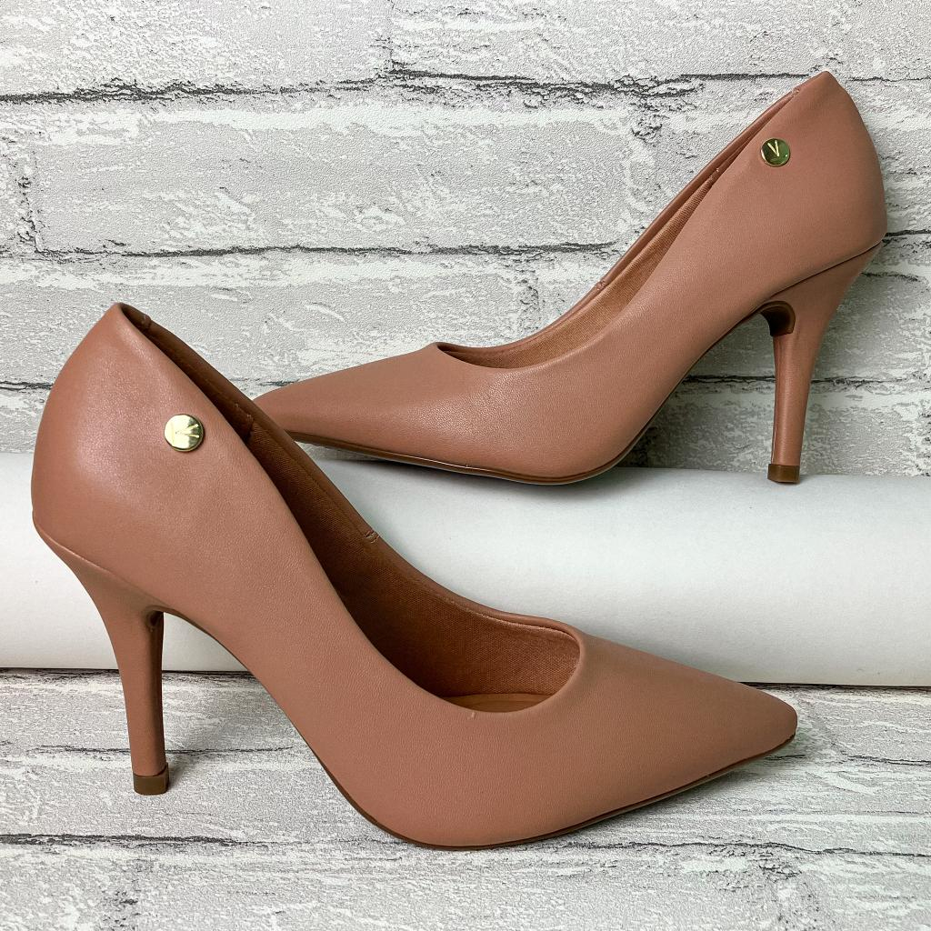 Scarpin Vizzano Salto Alto Na Cor Nude Shopee Brasil