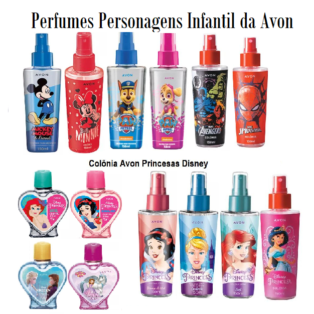 Perfumes Colônia infantil de personagens Disney Marvel Princesas