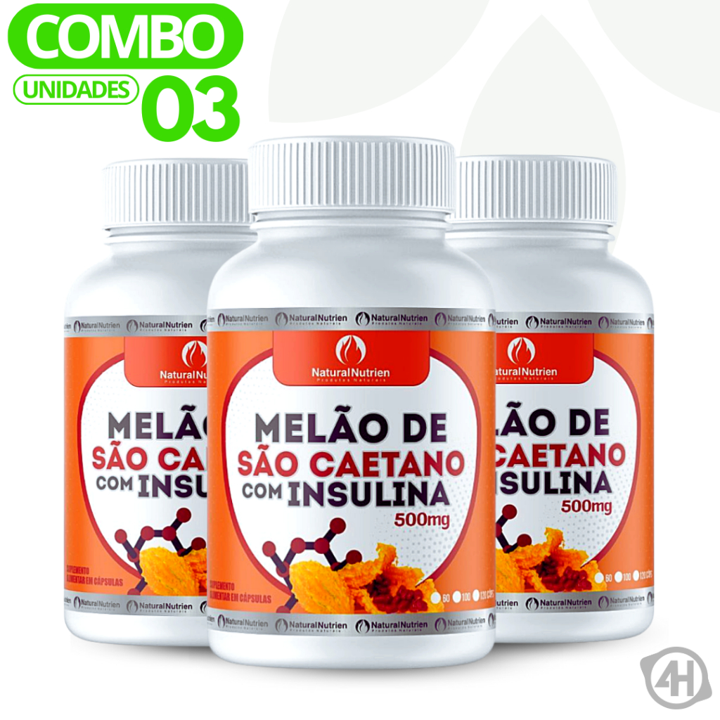 Melão de São Caetano Insulina Vegetal Kit 300 Cápsulas de 500mg