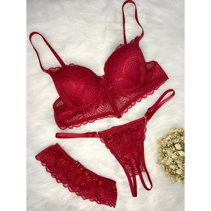 Conjunto De Lingerie Sexy Apressadinha Bojo E Renda De Alta