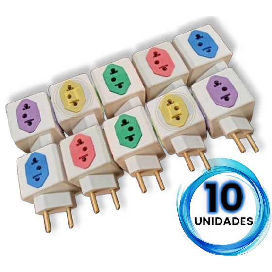 Adaptador De Tomada Benjamin Cubo Dadinho 10 Unidades Pino Plug 10