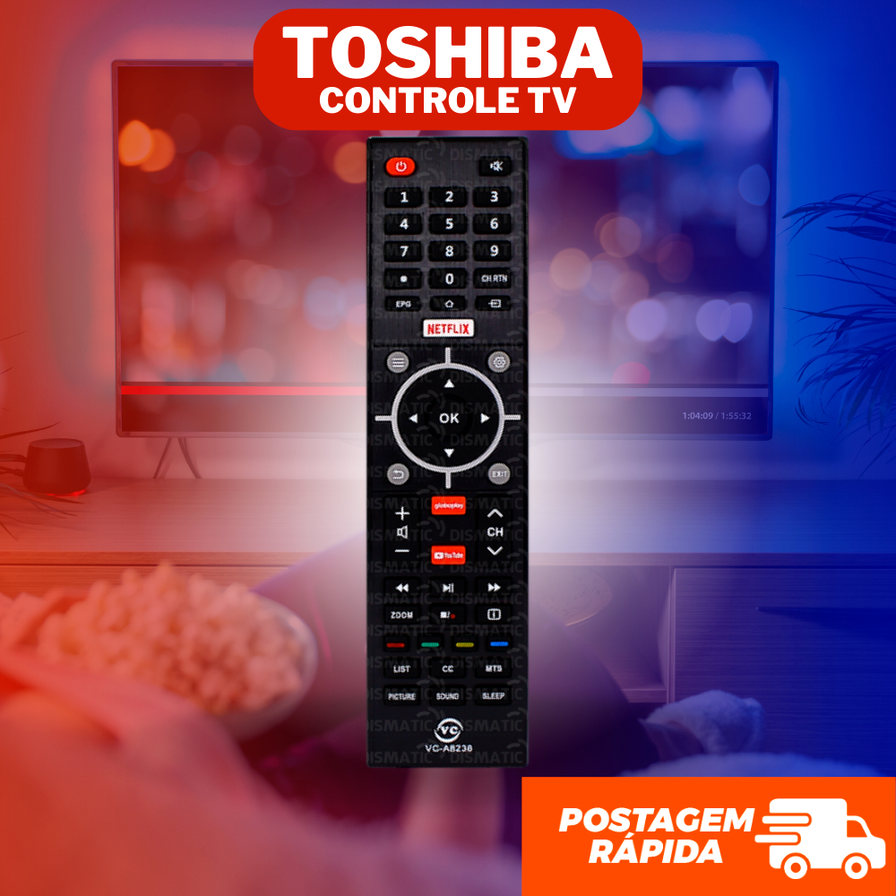 Controle Para Tv Semp Toshiba Smart Tecla Netflix Youtube Globoplay Ct