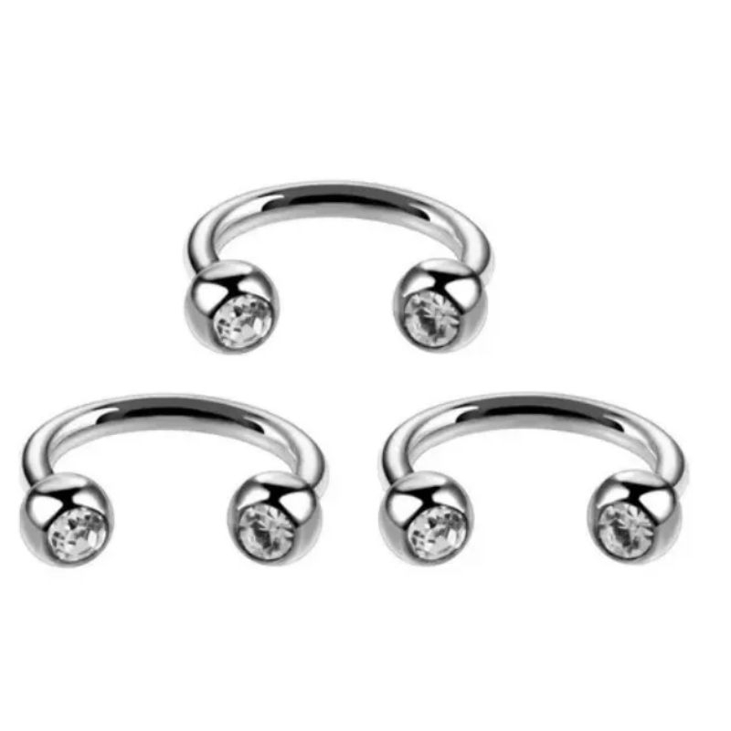 Cartela De Piercing Ferradura Septo Bolinha Strass Kit Unidades