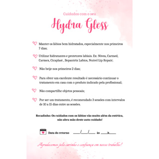 Kit Bloco De Cuidados Ficha De Anamnese Hydra Gloss Shopee Brasil