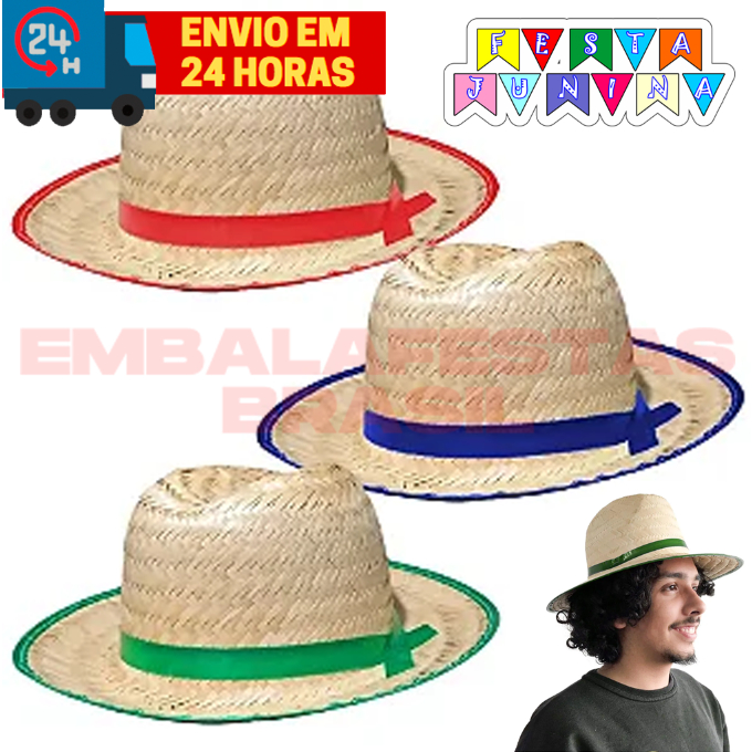 Chapeu Infantil Junino Palha Italianinho Texano Unissex Festa Junina