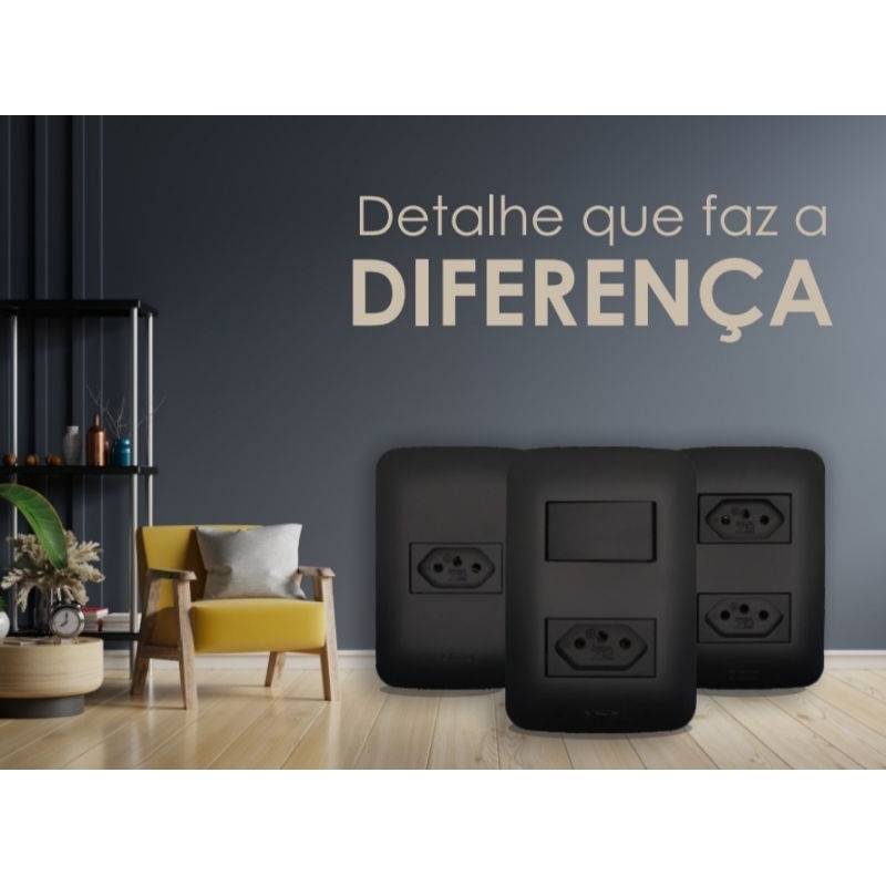 Kit 10 Conjunto Tomada E Interruptor Romazi Canoa Black Shopee Brasil