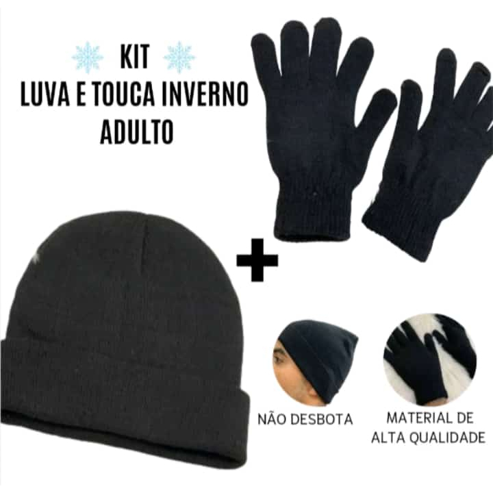 Kit Touca E Luva Gorro E Luva Frio Inverno Adulto De Qualidade Pronta