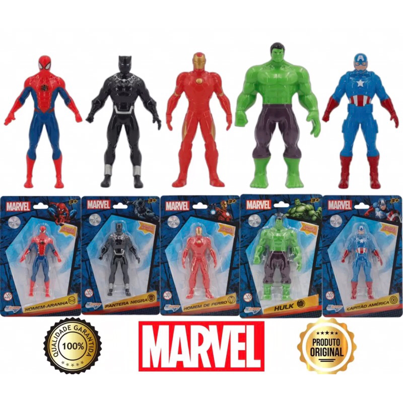 Kit Mini Boneco Her I Marvel Homem Aranha Hulk Homem De Ferro Capit O