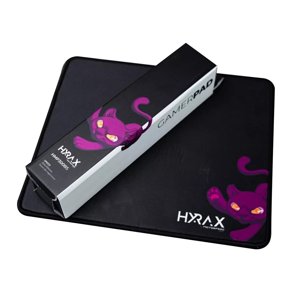 Mousepad Gamer Hyrax Speed X X Mm Borda Costurada Preto