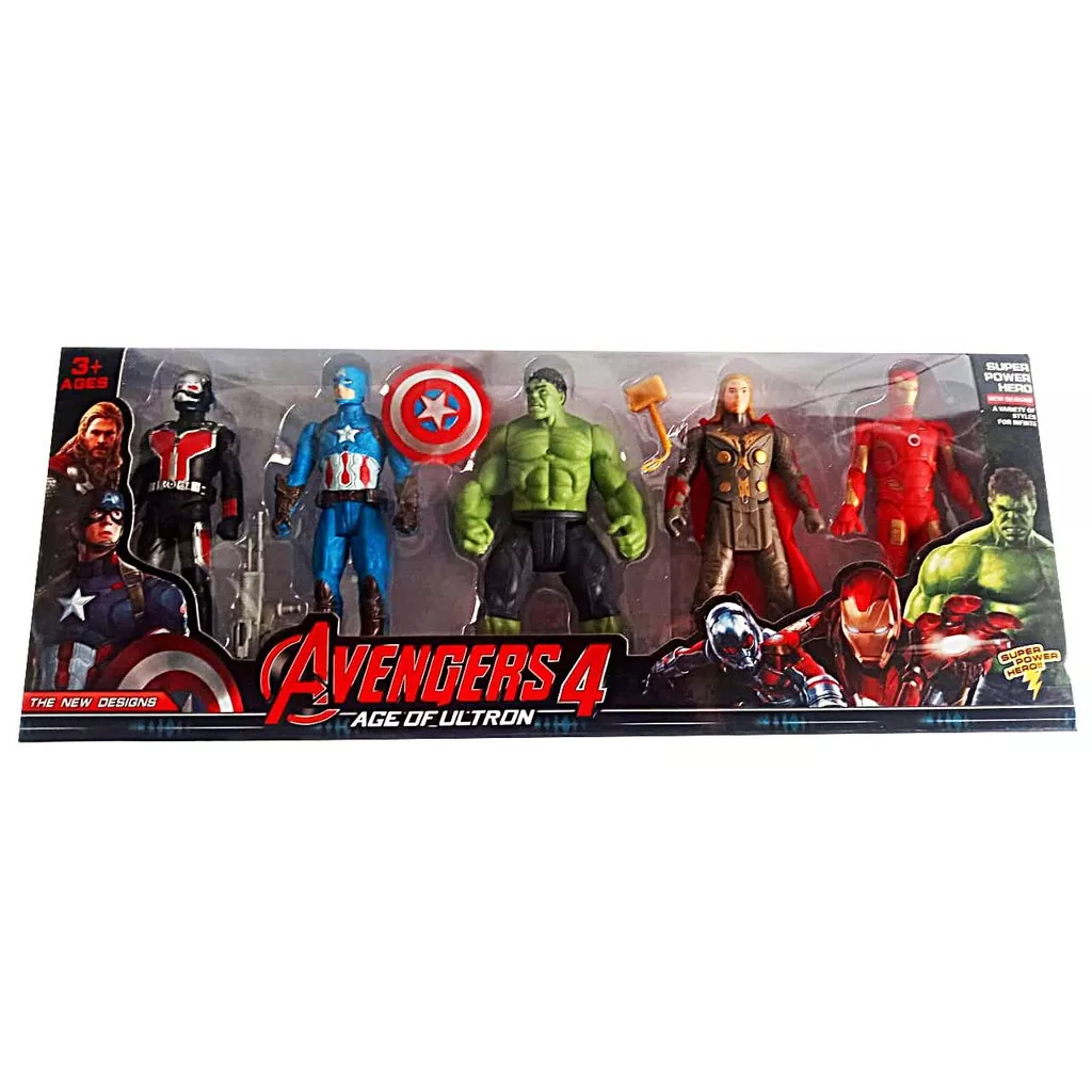 Kit Bonecos Super Heróis Avengers Marvel 5 Figuras de Ação 15 cm