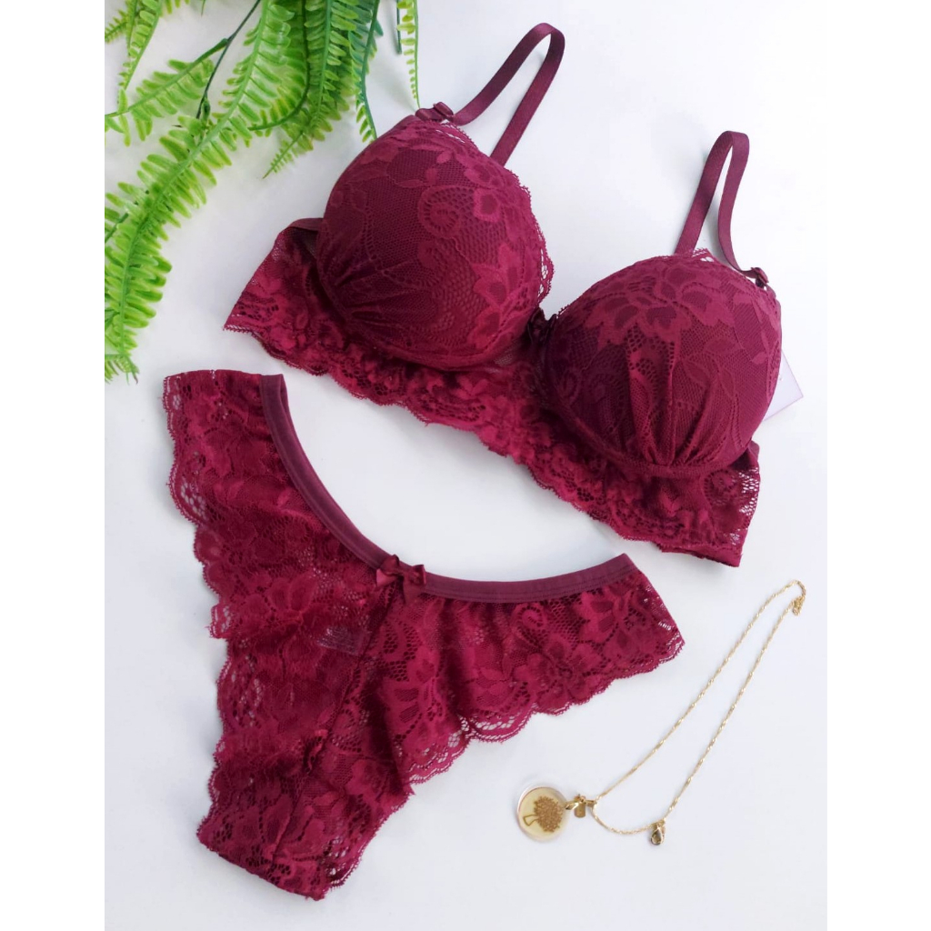 Conjunto Lingerie Blogueirinha Calcinha E Suti Todo Rendando