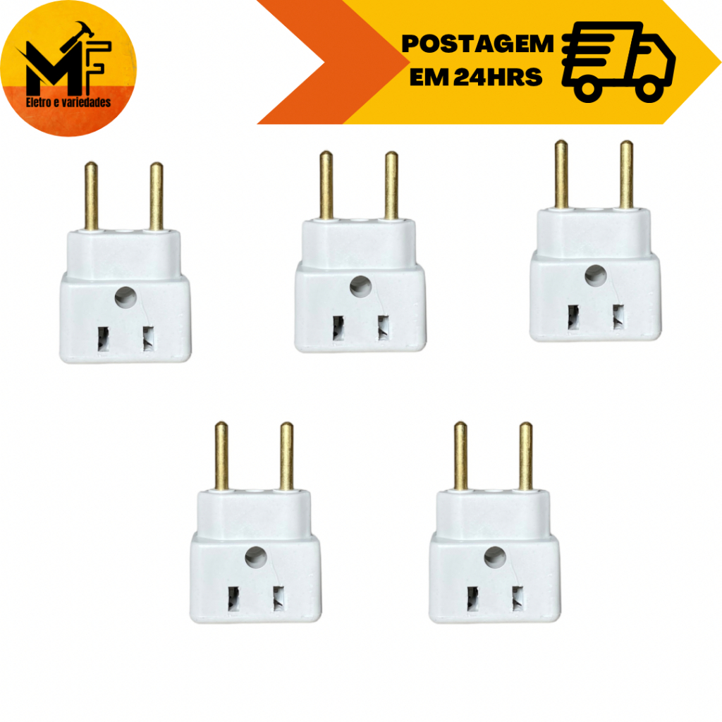 Kit 5 Unidades Adaptador Tomada Benjamin Bob Esponja Plug Padrão Novo e