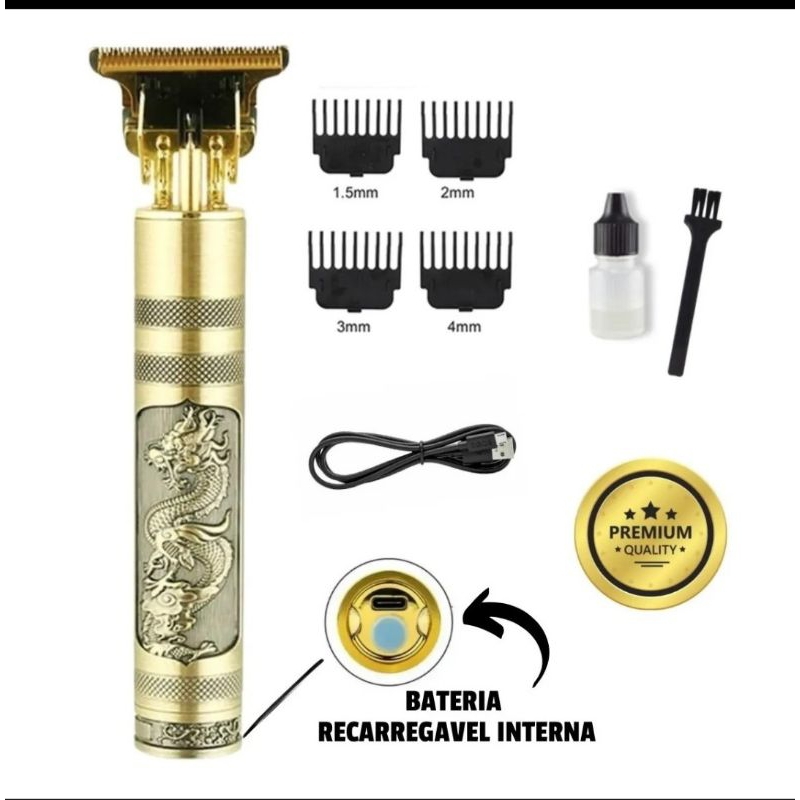 Maquina De Barbear E Cortar Cabelo Profissional Recarregavel Sem Fio