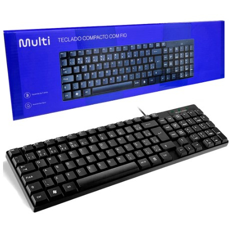 Teclado Slim Preto Usb Abnt Basico Teclas Silenciosas Multilaser Tc