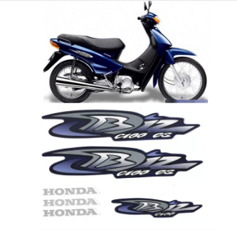 Kit Adesivo Jogo Faixa Moto Honda Biz 100 ES 2004 Azul Shopee Brasil