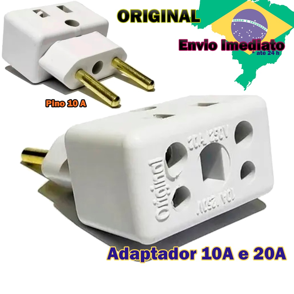 Adaptador Tomada Benjamin Plug Padrão Novo e Antigo 10A e 20A Adaptador