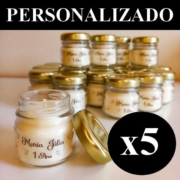 5 Mini Velas 40g Aromática Perfumadas Personalizada Lembrancinha