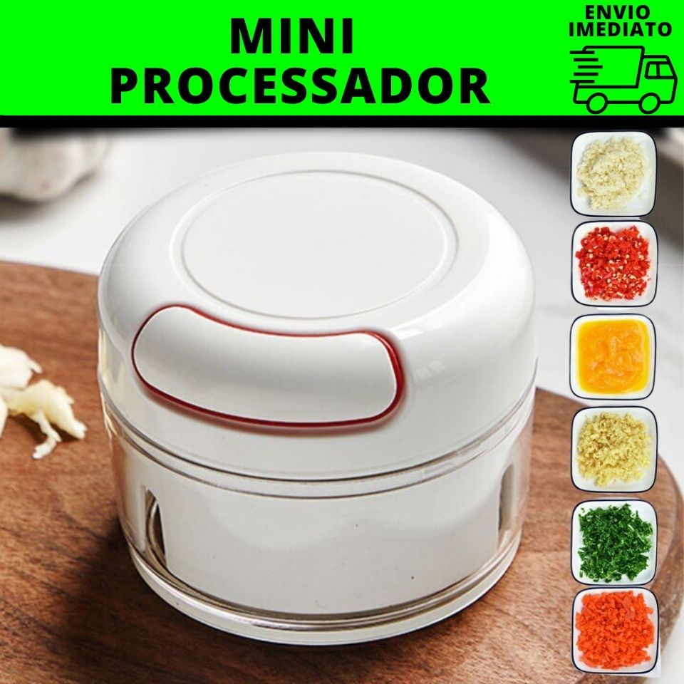 Mini Processador Multiprocessador Triturador Manual 2 Lâminas Inox Alho