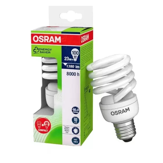 Lâmpada Led Espiral Compacta 23w E27 Branco frio 6500k Osram Shopee