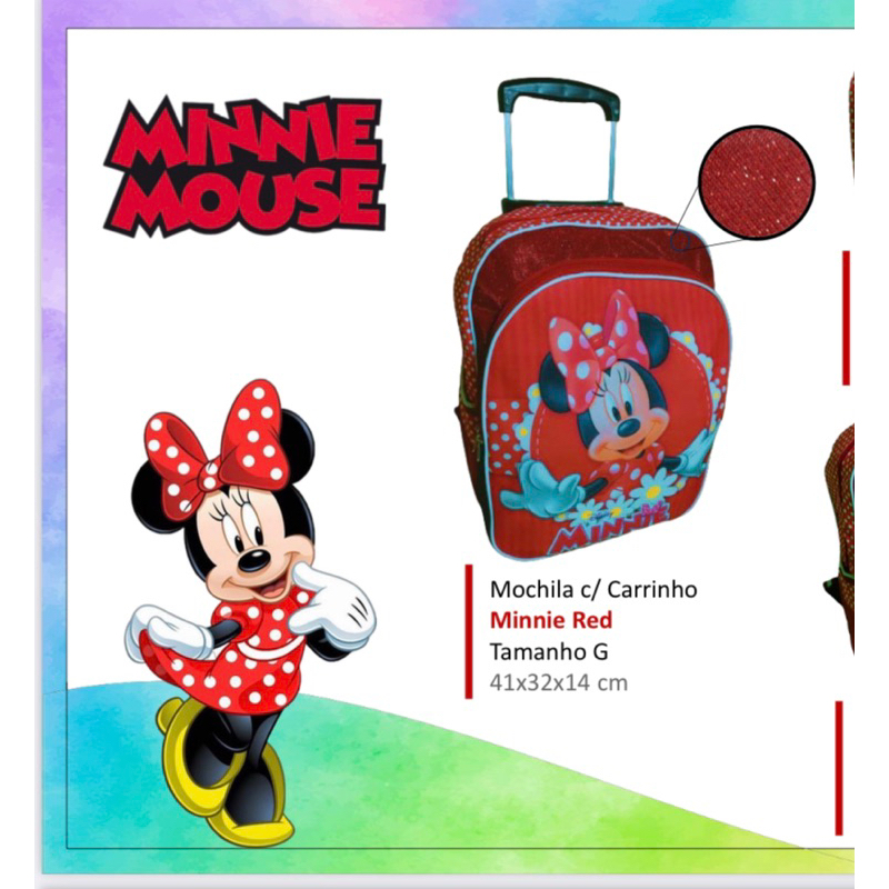 Kit Completo Mochila De Carrinho Rodinha Minie Lancheira T Rmica