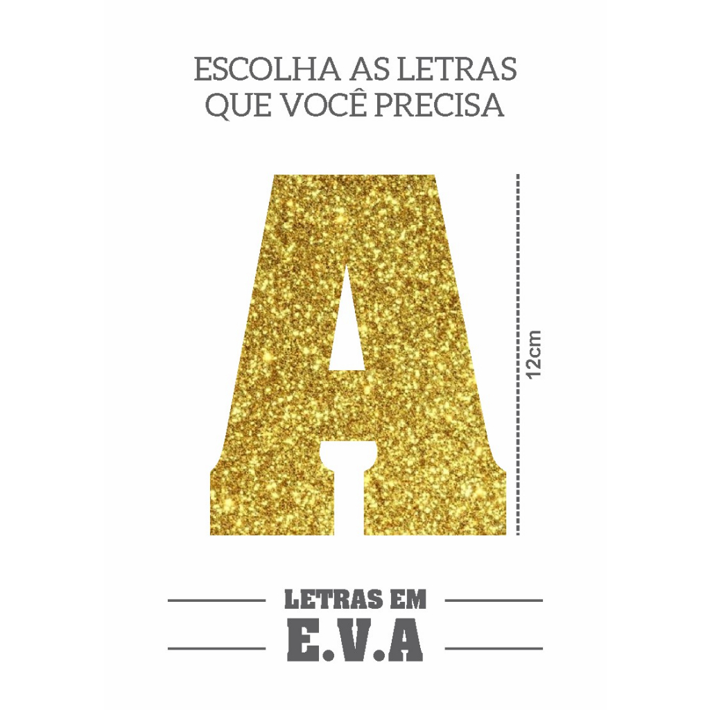 Letra De Eva Glitter De Cm De Altura Un Ouro Dourada