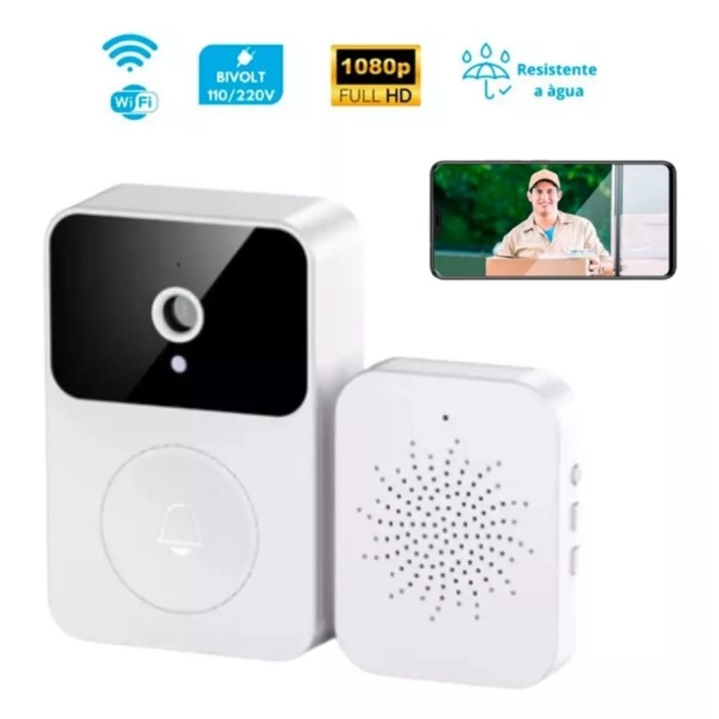 Campainha C Câmera Wi fi S Fio inteligente interfone D Áudio Shopee