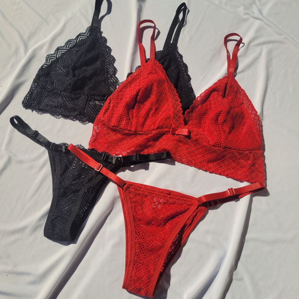 Kit Conjuntos Sexy Calcinha Fio Dental e Sutiã Sem Bojo Renda Lingerie Sensual Rendada Moda
