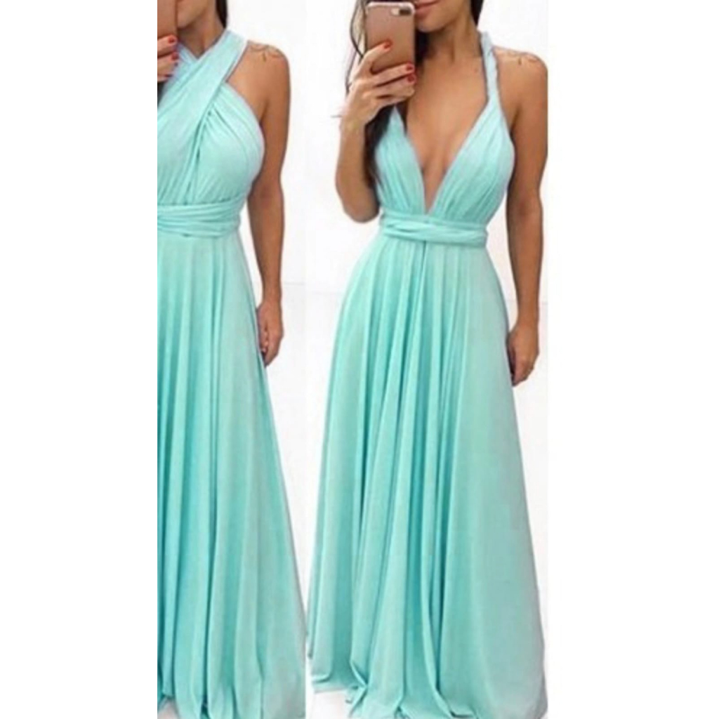 Vestido Longo Infinity Multiformas Azul Tiffany Shopee Brasil