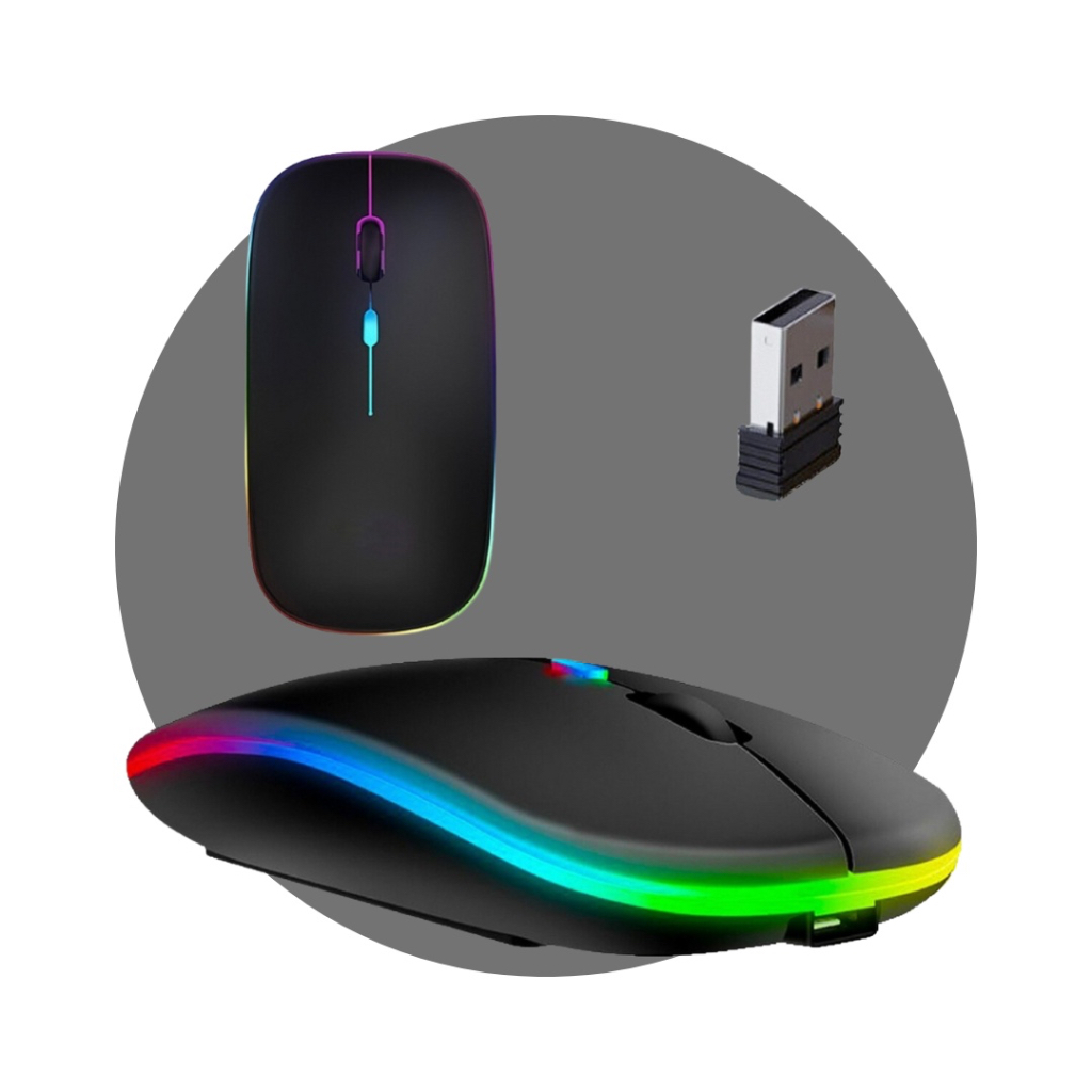 Mouse Sem Fio Wireless Bateria Interna Recarregavel 2 4 Ghz Led RGB