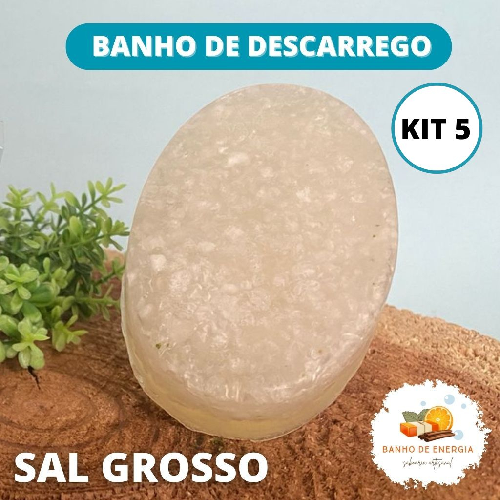 Kit Sabonete Sal Grosso Banho De Descarrego Produto Religioso Limpeza