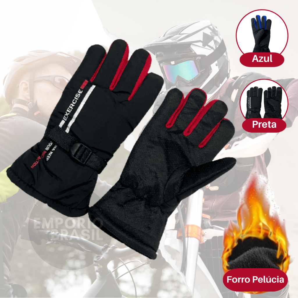 Luva De Inverno Forrada Aquecida Masculina Motoqueiro Motociclista