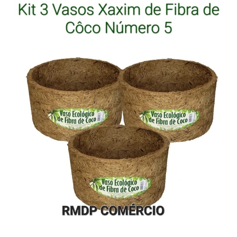 Kit 3 Vaso Xaxim De Fibra De Coco N5 30x15 Cm Shopee Brasil