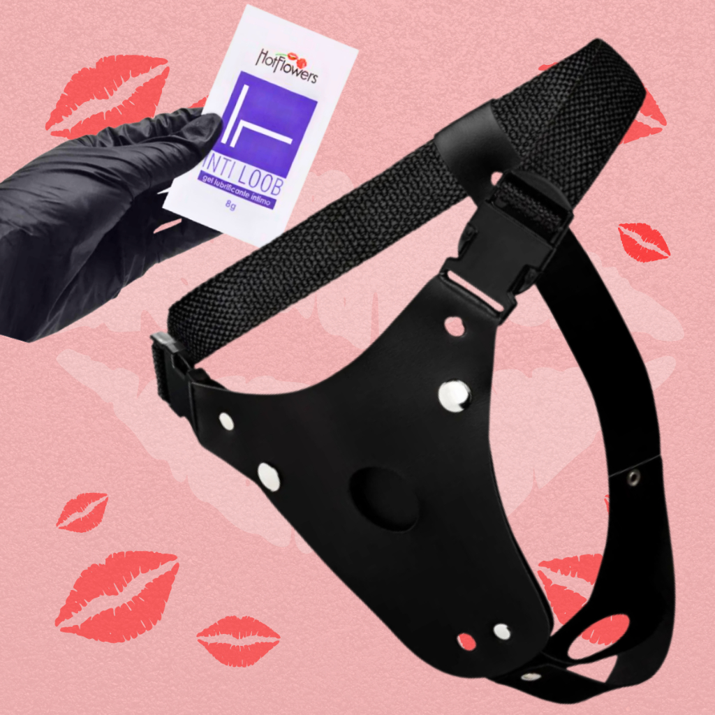 Kit Cinta Peniana Dupla Penetração Sem Prótese Lubrificante Intimo Sexual Sachê 8g Sex