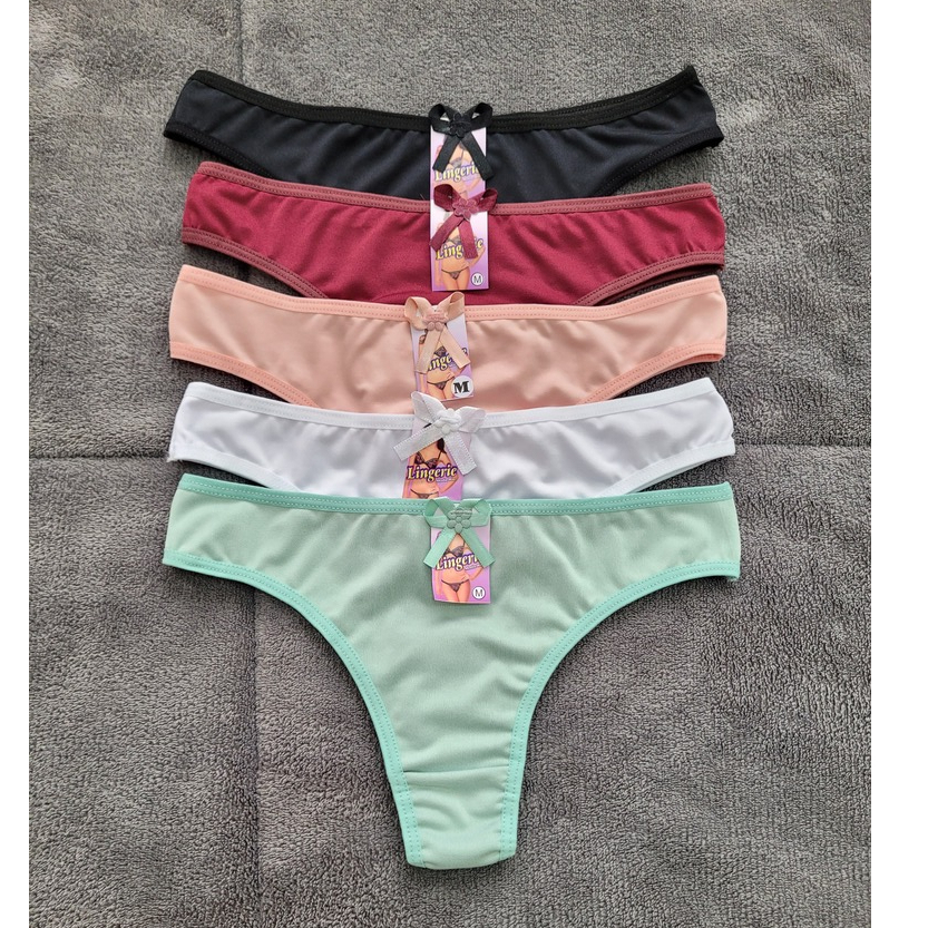 KIT 10 Calcinha Lingerie Feminina Tanga Fio Dental Lisas E Estampadas