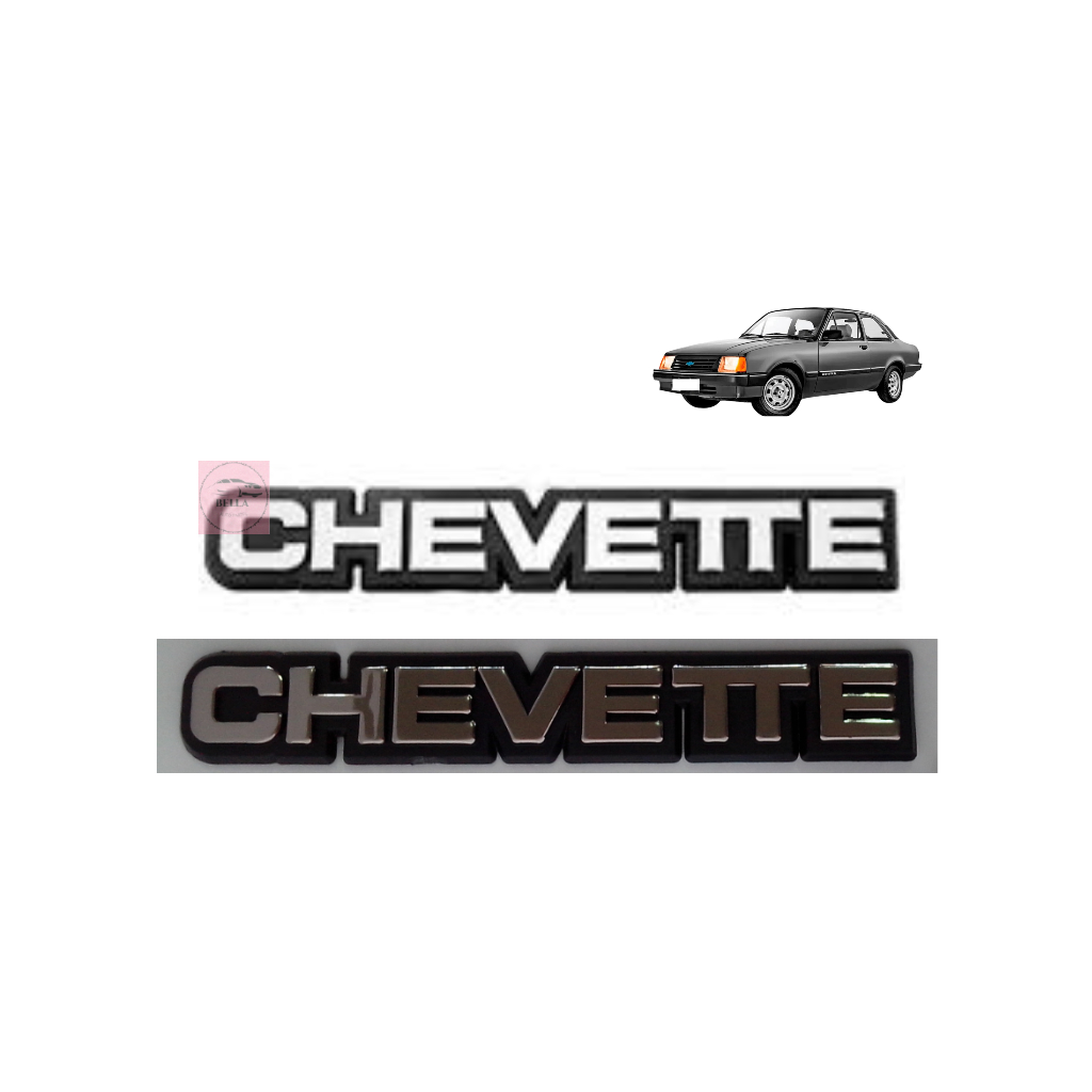 Emblema Letreiro Chevette Cinza Ou Cromado Fundo Preto Shopee