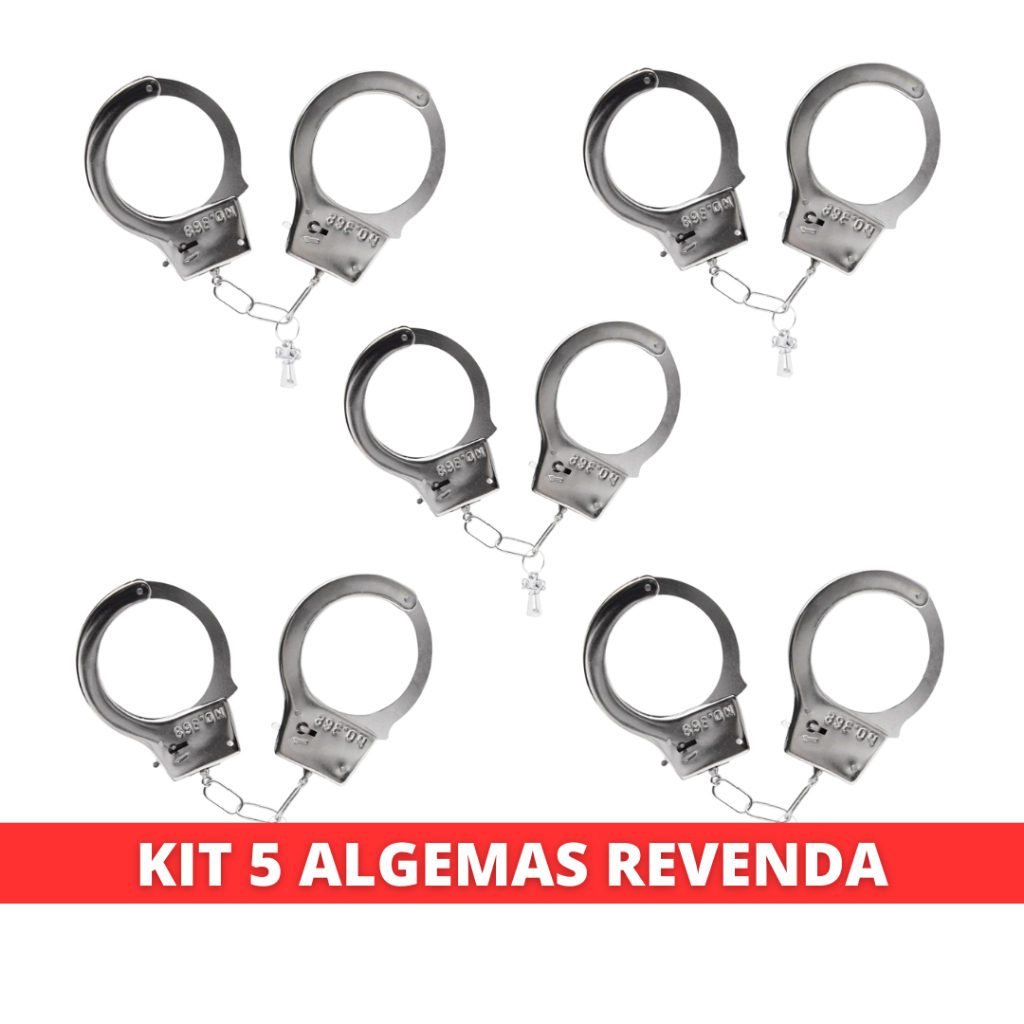 Kit 5 Algemas De Metal Chaves Para Revenda Fantasia Cosplay Sado