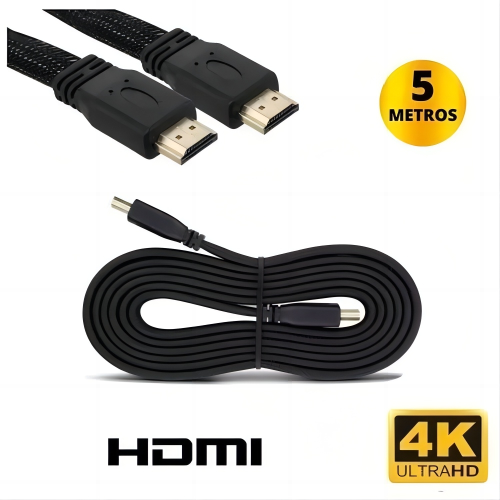 Cabo Hdmi Premium Gold 4k 3d 5 Metros Full Hd Blindado TV PC Novo MM