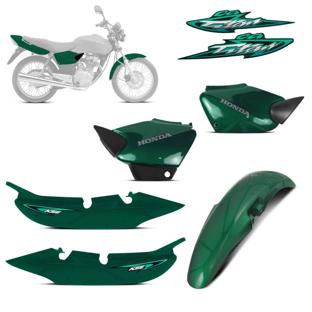 Kit Carenagem Cg 125 Titan 125 2003 Verde Adesivo Shopee Brasil