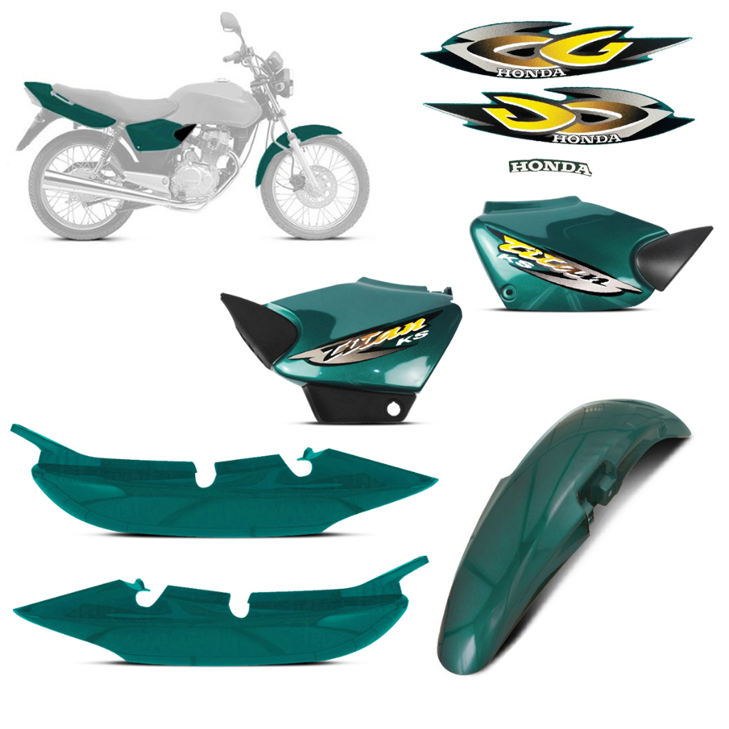 Kit Carenagem Cg 125 Titan 125 2001 Ks Verde Adesivo Shopee Brasil