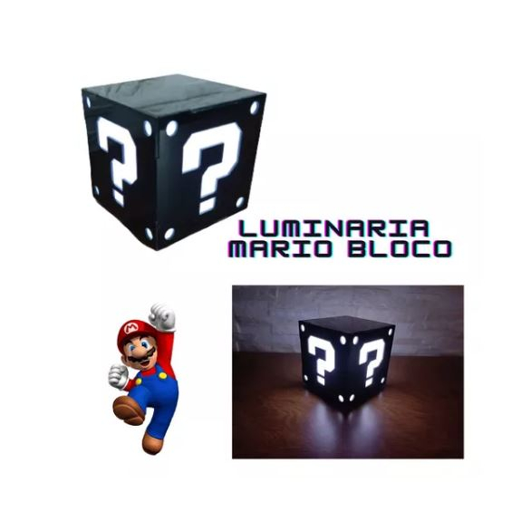 Lumin Ria Abajur Super Mario Cubo Bloco Geek Gamer Shopee Brasil