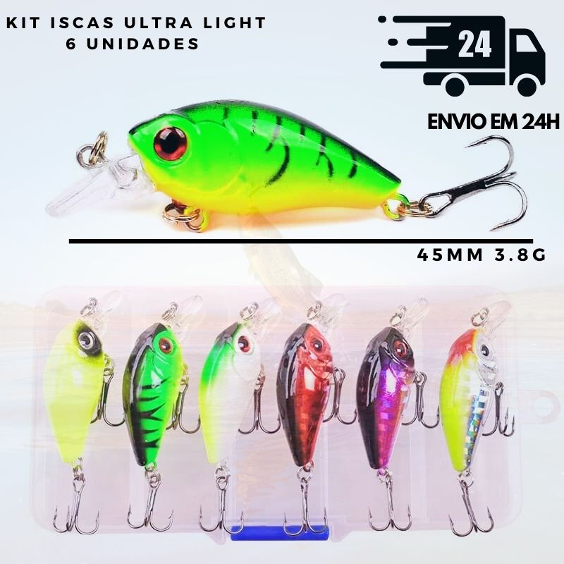 Kit Iscas Meia Gua Micro Plug Minnow Ultra Light Crankbait