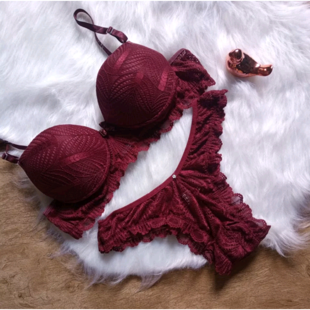 Conjunto Lingerie Sexy Atacado sutiã bojo e calcinha toda na renda