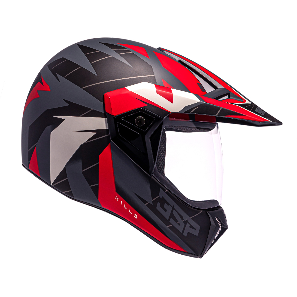 Capacete Integral Cross Bieffe 3sport Hills Cinza Fosco Vermelho