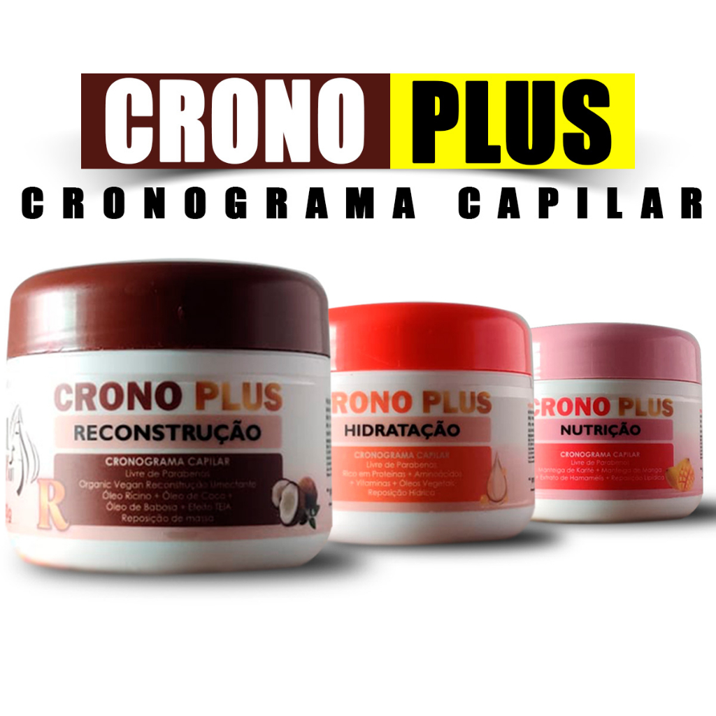 Kit Cronograma Capilar 3 Produtos Crono Plus Hidratação Reconstrução