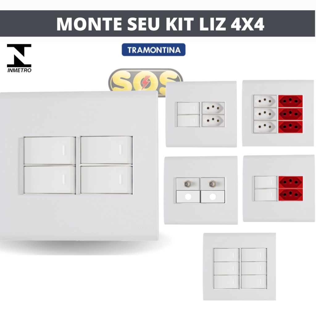 Conjunto 4x4 Tomadas E Interruptores Liz Branca Tramontina Shopee Brasil