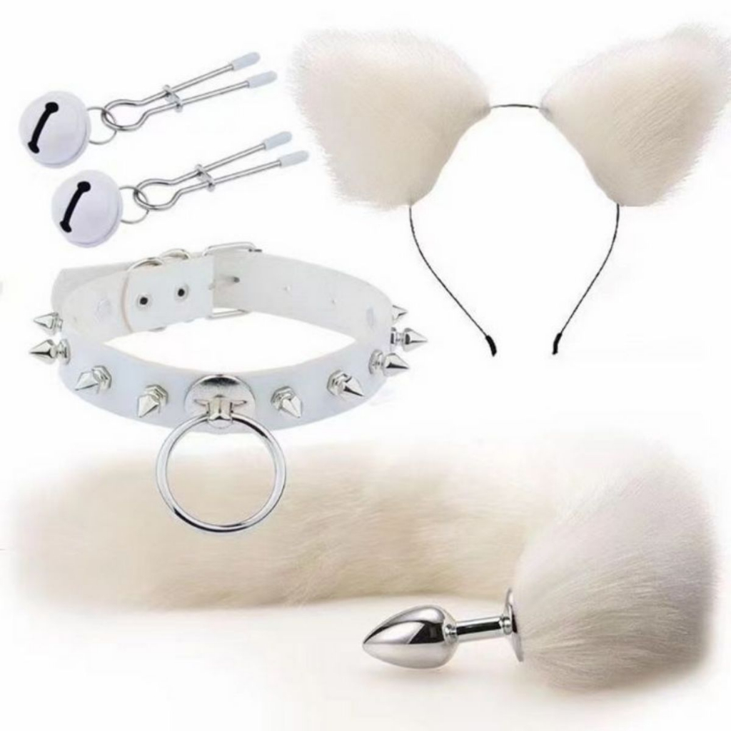 Kit fox em fantasia sexual tiara de pelúcia plug anal