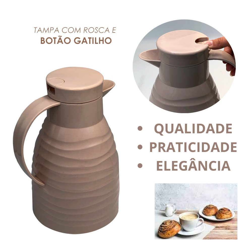 Garrafa Térmica Capri 1 Litro Quente Leiteira Frio Água Chá Café nude