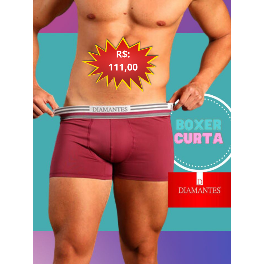 Cuecas Boxer Masculino Diamantes Lingerie Cueca Box Masculina Adulto E